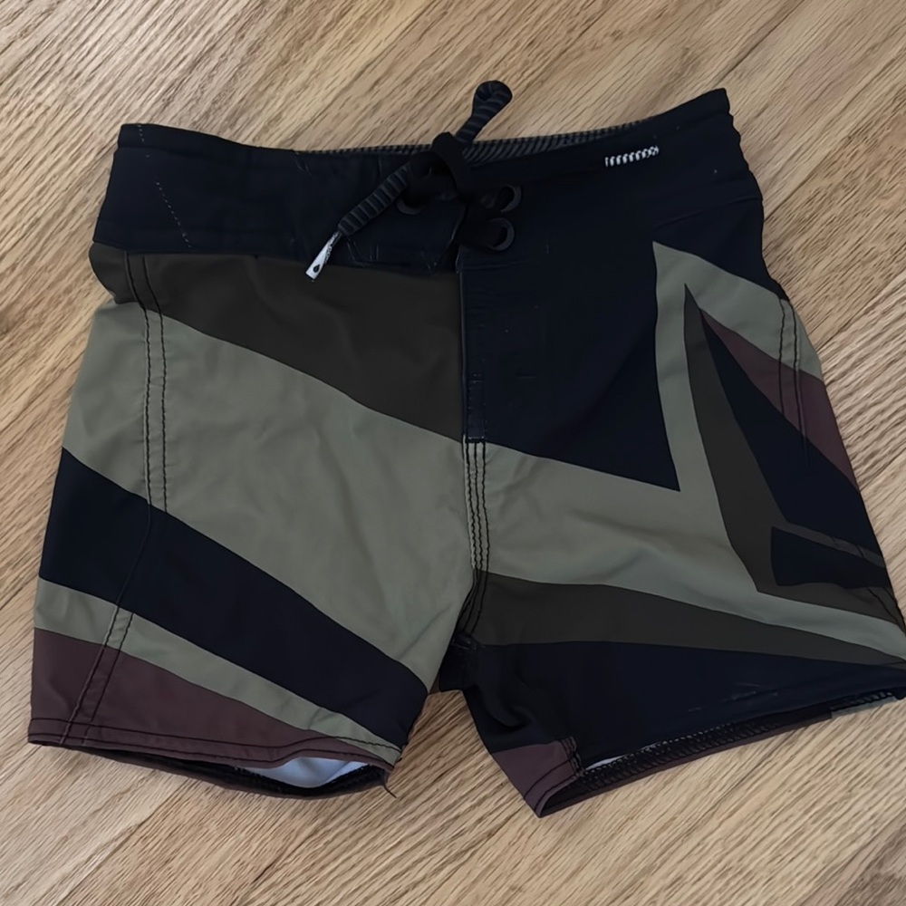 Volcom Black and Brown Swim Trunks with Modern Design
